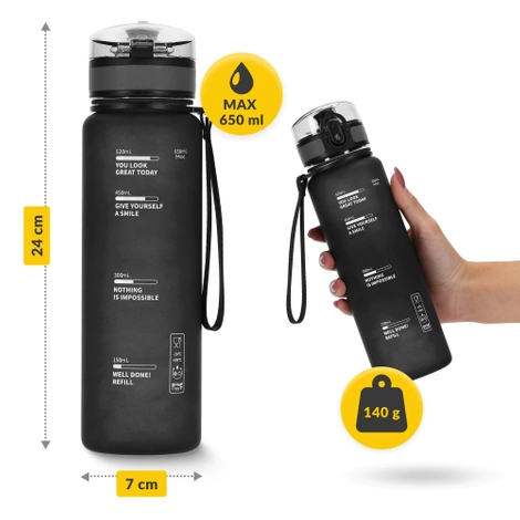 Sportovní láhev na vodu 650 ml černá