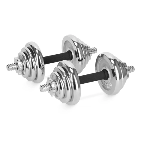 Ocelové činky v kufru – sada 20 kg