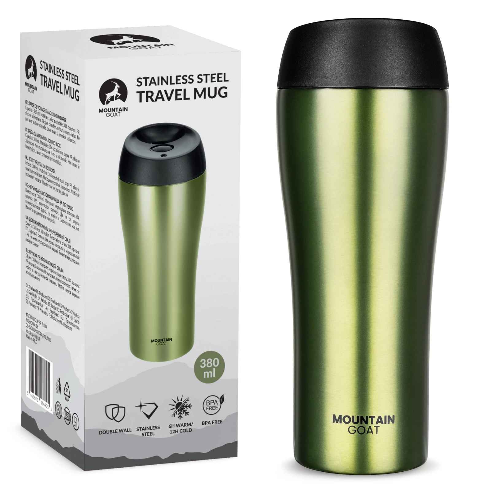 Termohrnek Mountain Goat TRAVEL 380 ml zelený