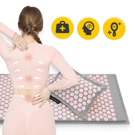 ECO akupresurní podložka s polštářem XL růžová