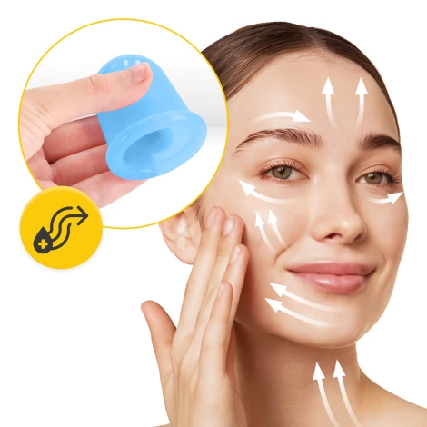 Silikonové masážní baňky FACE+ 5 ks. modré