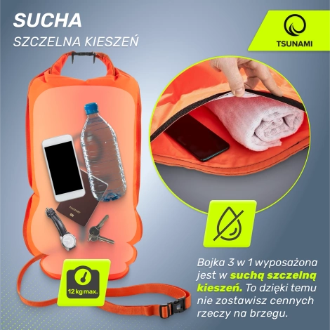 Nafukovací záchranná bójka + Batoh + Suchá kapsa 3v1 TSUNAMI