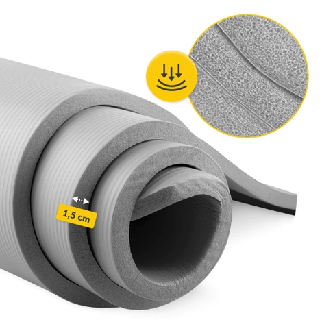Podložka na cvičení YOGA MAT NBR 180 × 60 × 1,5 cm šedá