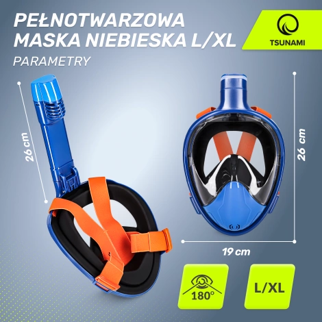 Celoobličejová šnorchlovací maska TSUNAMI L/XL