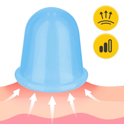 Silikonové masážní baňky FACE+ 5 ks. modré