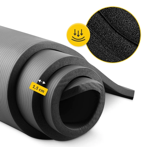 Podložka na cvičení YOGA MAT NBR 180 × 60 × 1,5 cm černá