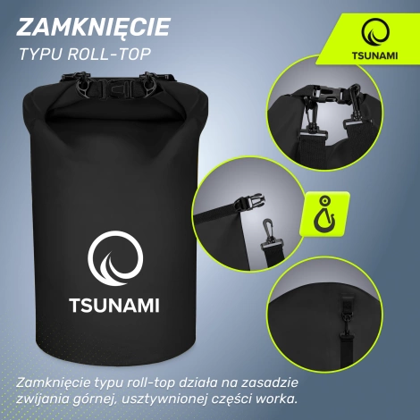 Nepromokavý vak 30 l TSUNAMI černý
