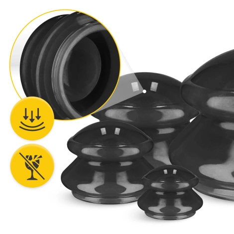 Silikonové masážní baňky MED+ 4 ks. černé