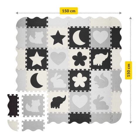 Sada pěnových puzzlí 'Zvířata' 150x150 šedé