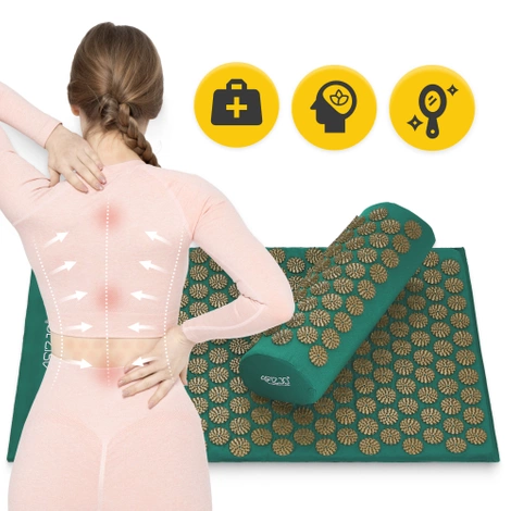 Akupresurní podložka s polštářem zelená