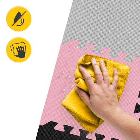 Hrací podložka pro děti puzzle 90 x 90 cm růžová