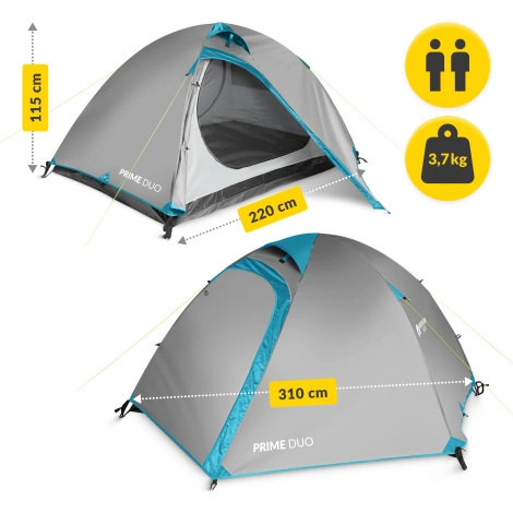 Turistický stan pro dva PRIME DUO MOUNTAIN GOAT šedý