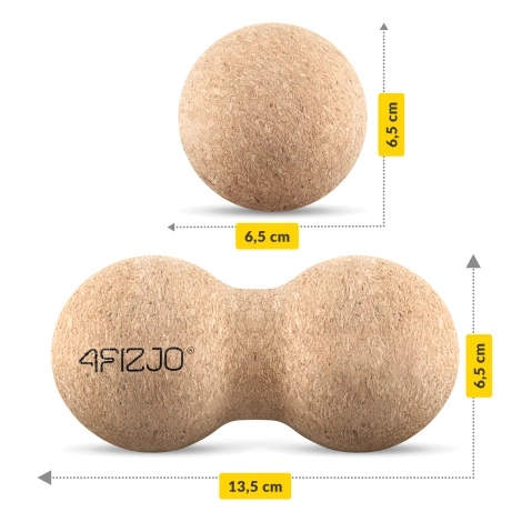 Dvojitý masážní korkový míček 6,5 cm