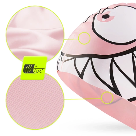 Dětská plavecká čepice TSUNAMI SHARK růžová