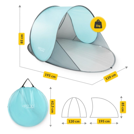 Samorozkládací plážový stan šedý