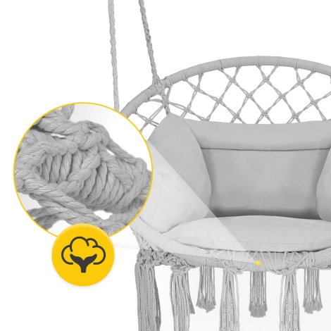 Závěsné křeslo BOHO s polštářem šedé