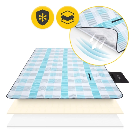 Pikniková deka s izolační vrstvou 200 x 200 cm kotskovaná