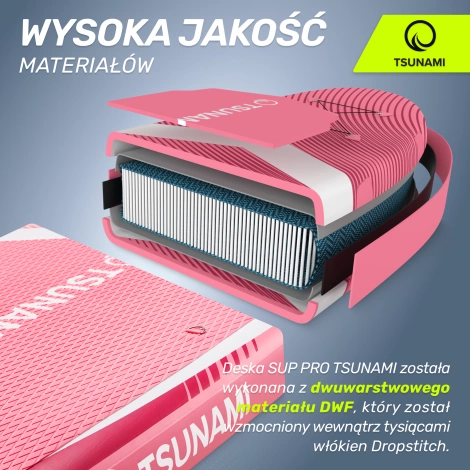 Nafukovací paddleboard SUP TSUNAMI 350cm T15 růžový