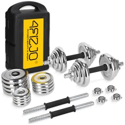 Ocelové činky v kufru – sada 20 kg