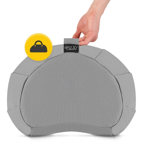Meditační polštář na jógu ZAFU ve tvaru půlměsíce šedý