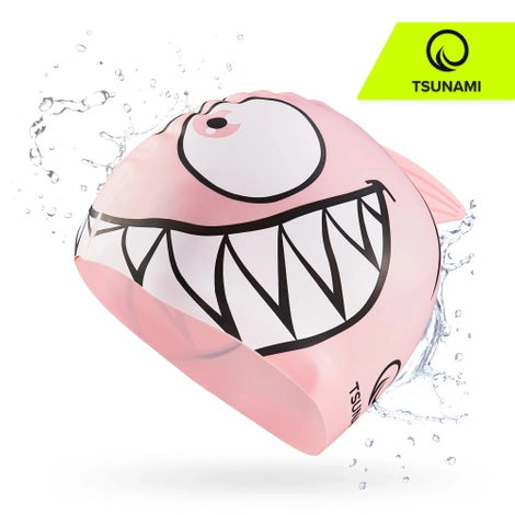 Dětská plavecká čepice TSUNAMI SHARK růžová