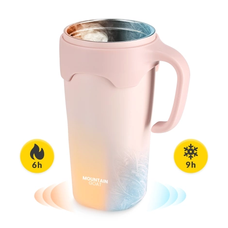 Termohrnek s uchem a brčkem 650 ml růžový