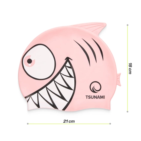 Dětská plavecká čepice TSUNAMI SHARK růžová