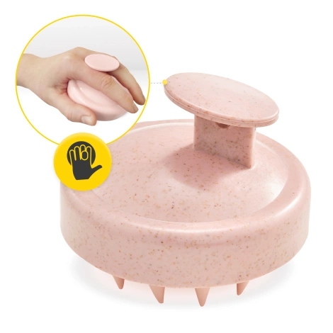 Masážní kartáč na pokožku hlavy světle růžový