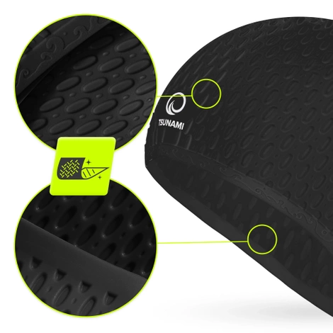 Dámská plavecká čepice TSUNAMI TEXTURE černá