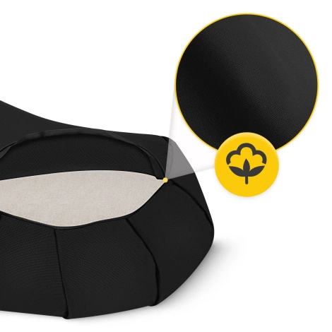 Meditační polštář ZAFU ve tvaru půlměsíce černý