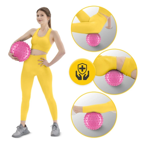 Rehabilitační míček s bodlinkami 20 cm růžový