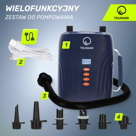 Elektrická pumpa na paddleboard s akumulátorem SUP TSUNAMI