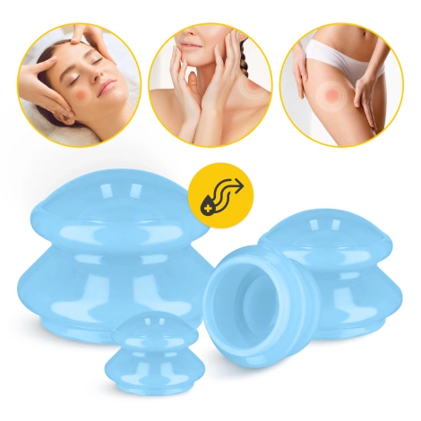 Silikonové masážní baňky MED+ 4 ks. modré