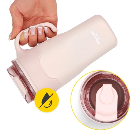 Termohrnek s uchem a brčkem 650 ml růžový