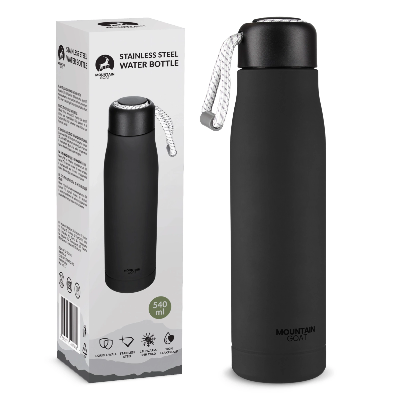 Termoláhev 540 ml s páskem černá