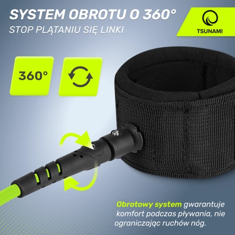 Leash na paddleboard SUP TSUNAMI zelený