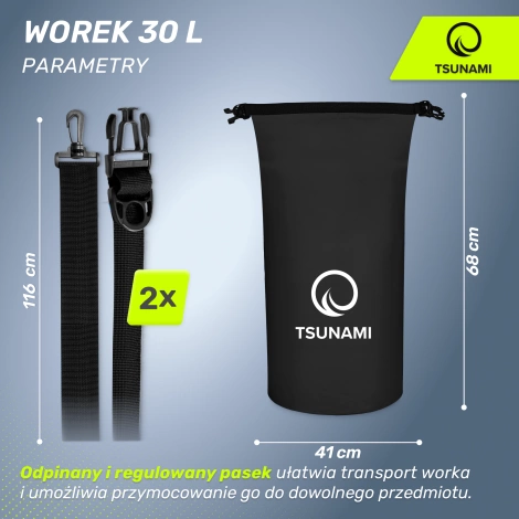 Nepromokavý vak 30 l TSUNAMI černý