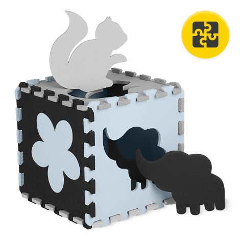 Sada pěnových puzzlí "Zvířata" 150x150 cm šedé-světle šedé