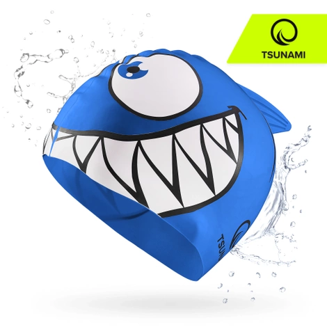 Dětská plavecká čepice TSUNAMI SHARK modrá